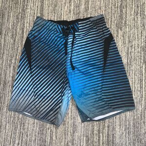 Vintage Surf‎ Style Men's Large Black Blue Boardshorts Swimwear Bathing Suit